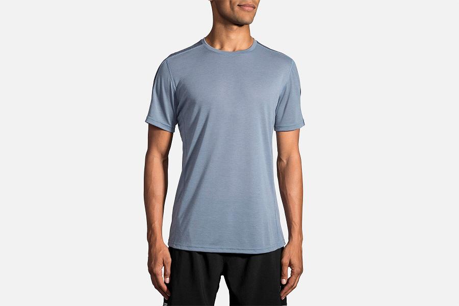 Brooks Distance Men Clothing & Running Shirt Blue RPM416985